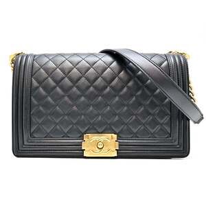 Chanel Boy Women's Shoulder Bag A92193 Lambskin Black